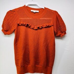 LOFT Burnt Orange Short Sleeve Top